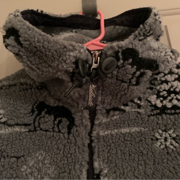 Woolrich vintage thick fleece horse pine tree grey black aspen funnel neck hood - Picture 2 of 3